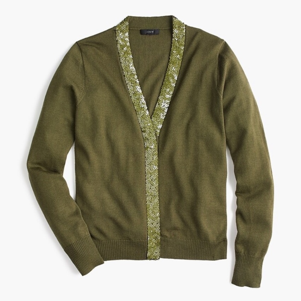 J.CREW Harlow Cardigan sweater sequin green Small